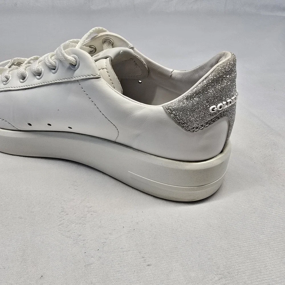 Golden Goose White Leather Pure- Star Low Top Sneakers Size 7us/37eu  Glitter - Picture 8 of 16